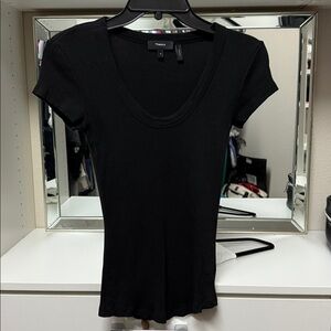 Theory black Short Sleeve Scoop Neck Tee